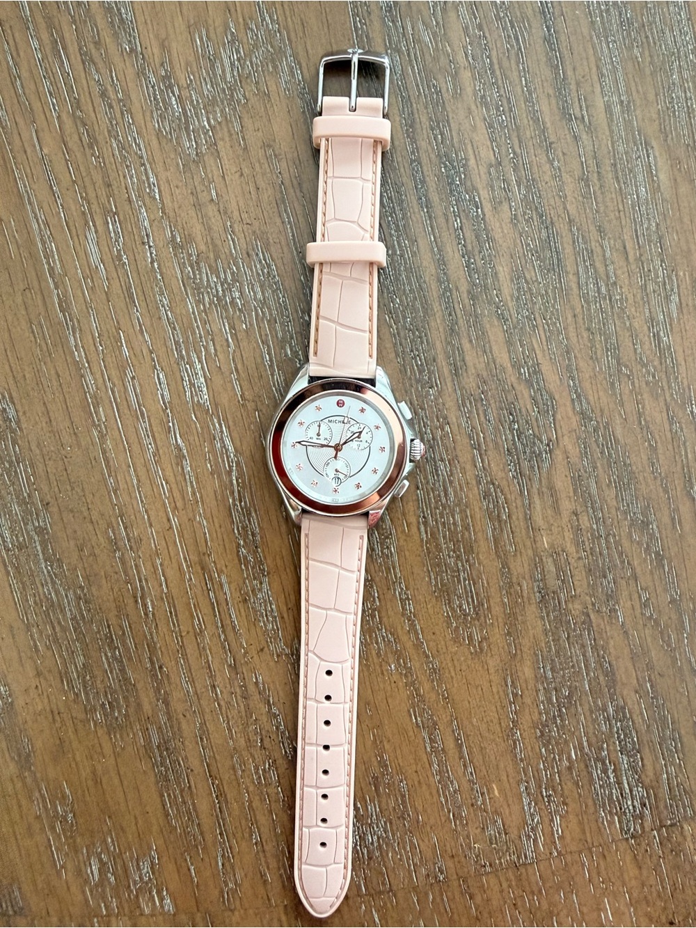 Michele Pink Leather Strap Ladies Watch